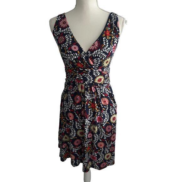 BODEN Multicolor Floral V Neck Dress Size US 4P - Picture 1 of 8